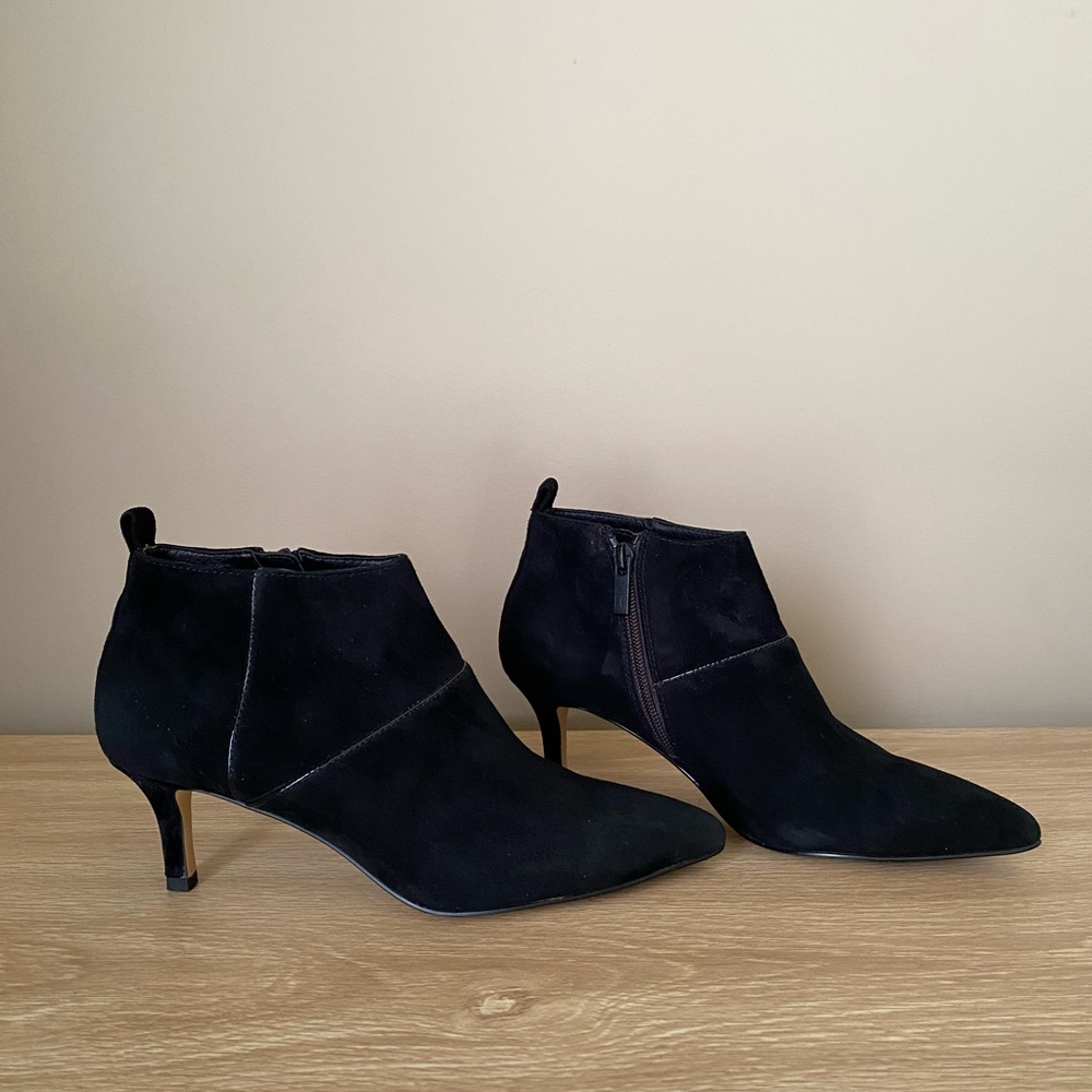 DONALD PLINER BLACK REAL SUEDE BOOTIES 6.5